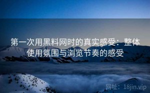 第一次用黑料网时的真实感受：整体使用氛围与浏览节奏的感受