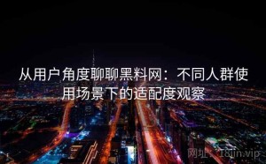 从用户角度聊聊黑料网：不同人群使用场景下的适配度观察