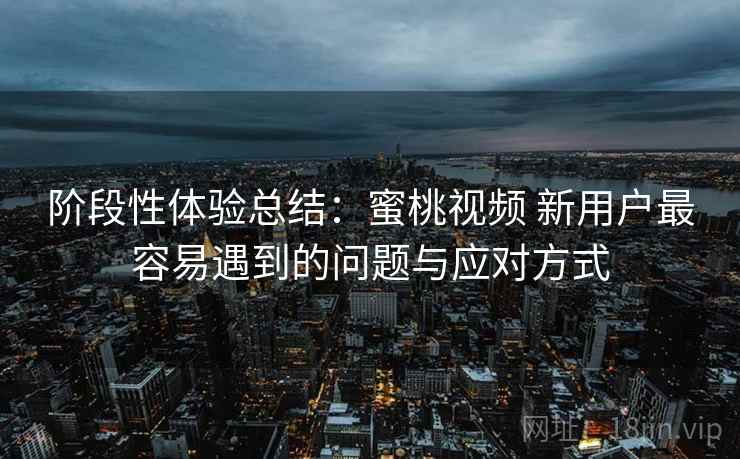 阶段性体验总结：蜜桃视频 新用户最容易遇到的问题与应对方式
