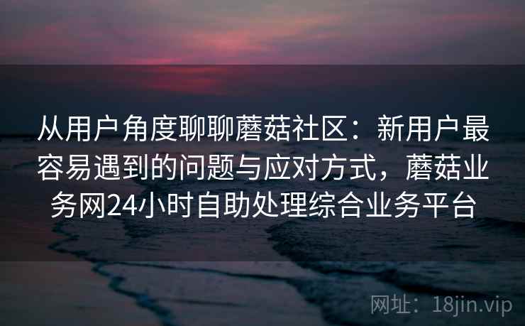 从用户角度聊聊蘑菇社区：新用户最容易遇到的问题与应对方式，蘑菇业务网24小时自助处理综合业务平台