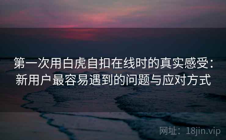 第一次用白虎自扣在线时的真实感受：新用户最容易遇到的问题与应对方式