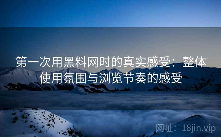 第一次用黑料网时的真实感受：整体使用氛围与浏览节奏的感受