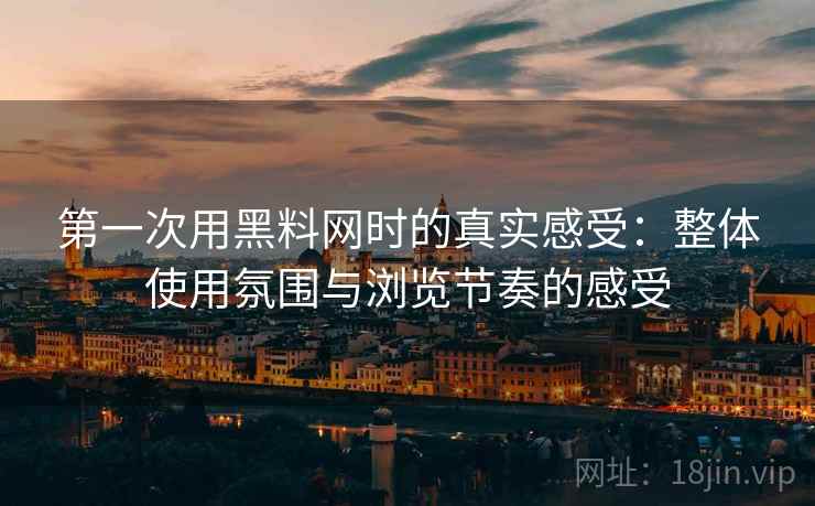 第一次用黑料网时的真实感受：整体使用氛围与浏览节奏的感受